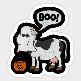 Funny Halloween Cow Ghost Costume Cute Boo Cow Sticker